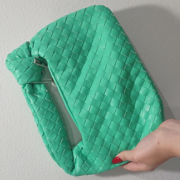 NWT Bright Green JYG Woven Leather Bag Bottege Veneta Style - Picture 3 of 6